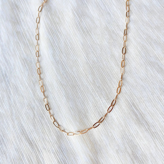 RECTANGLE BOX CHAIN | 18k gold paperclip chain
