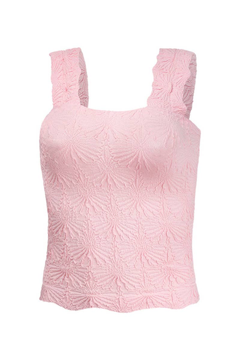 Textured Sleeveless Tank Top: BLACK / XL