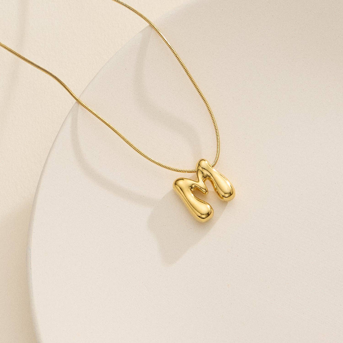 16 Assorted 18K Gold Dipped Bubble Initial Necklace: Gold / One / 5DN18102