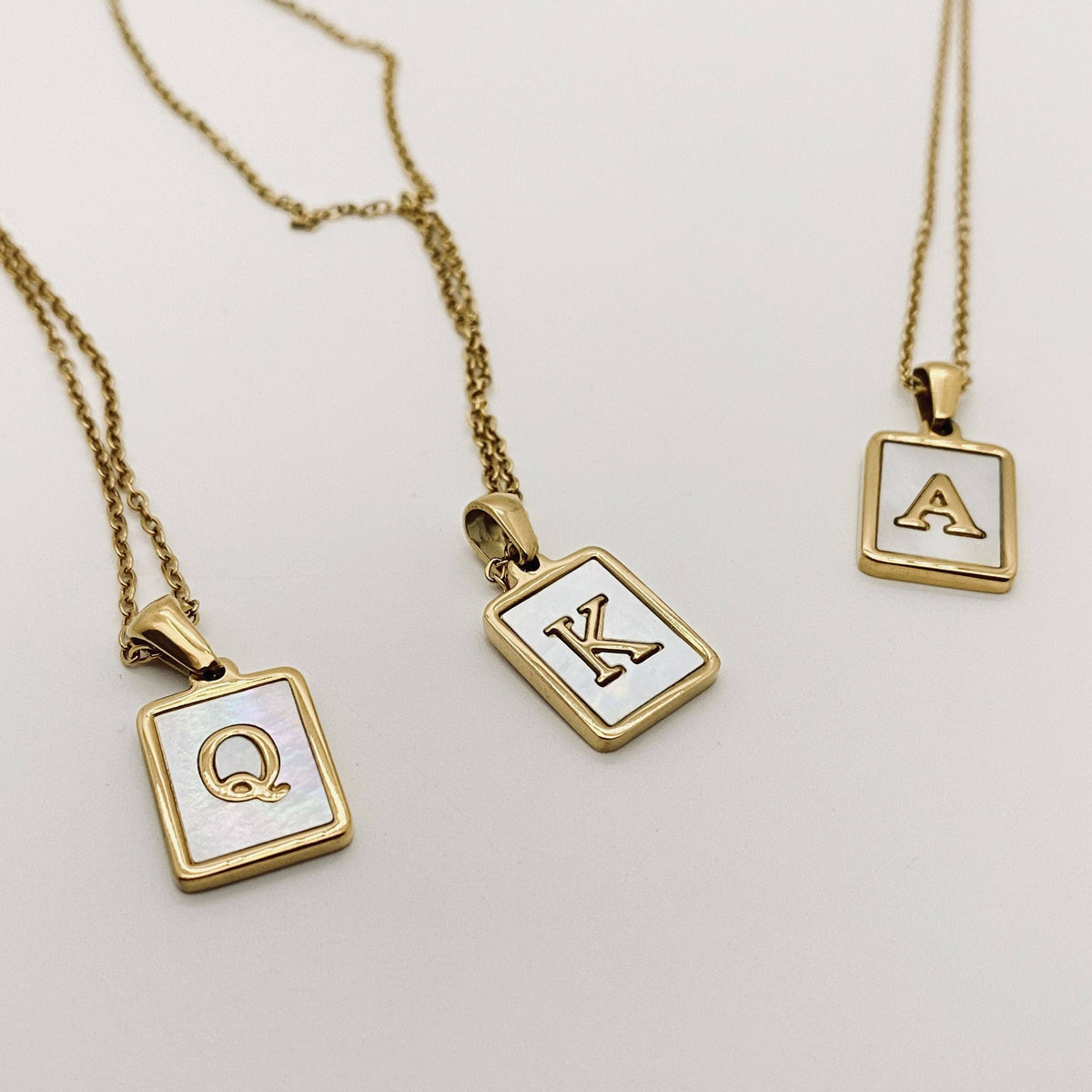 Square Initial 18K Gold-plated Stainless Steel Necklace -FGS: L