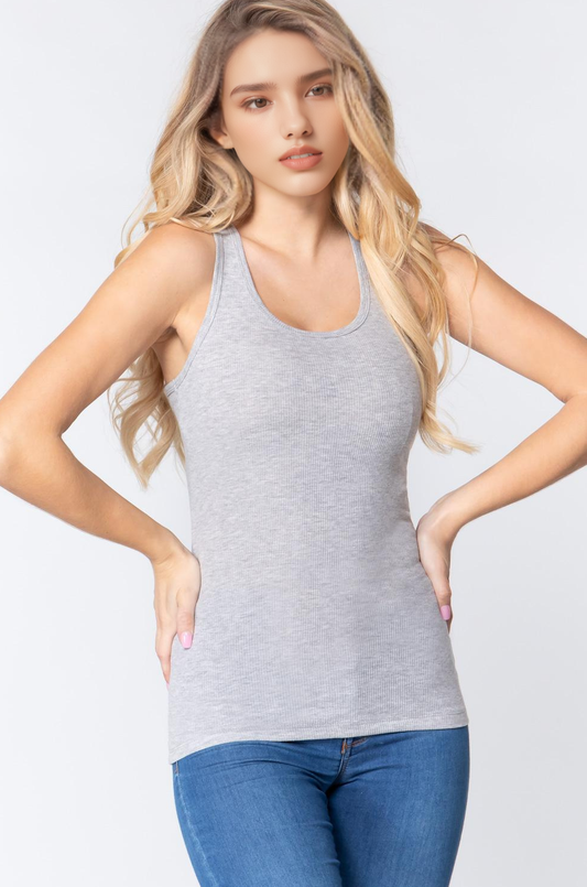 `.Racerback Rib Tank top: HGY-light h.grey-114669 / S