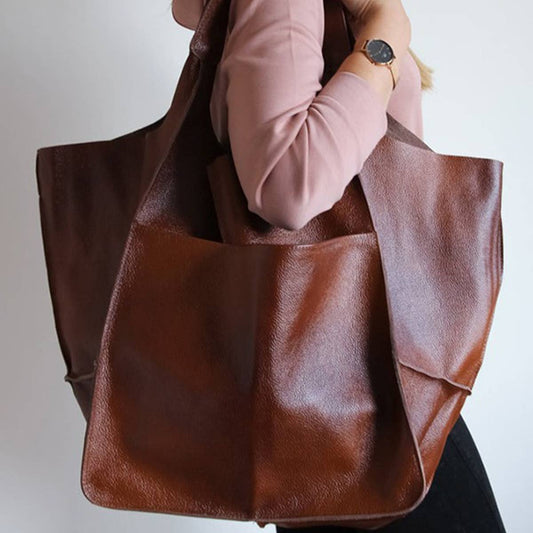 VINTAGE TOTE BAG WITH SPACIOUS STORAGE CAPACITY_CWAB0558: BROWN / (OS) 1
