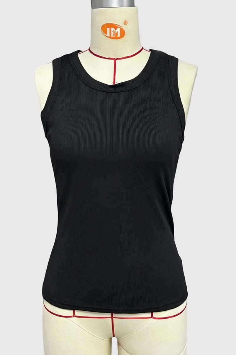 Ribbed Tank Top: BLACK / S