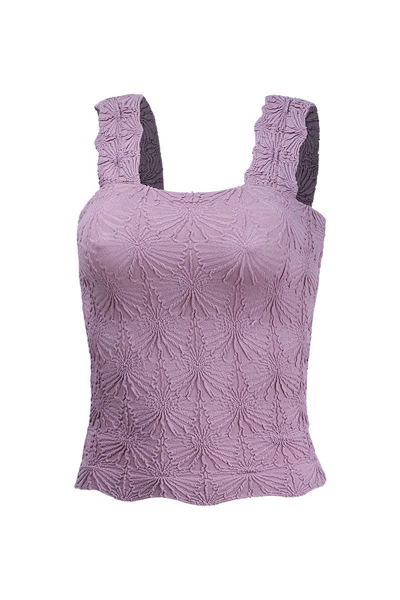 Textured Sleeveless Tank Top: BLACK / XL