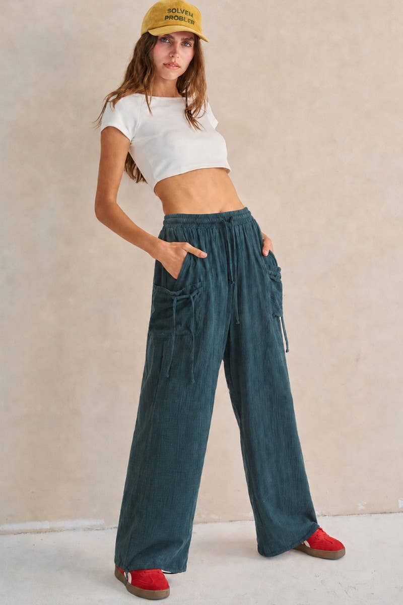 VINTAGE GAUZE JOGGER PANTS: MERLOT / M