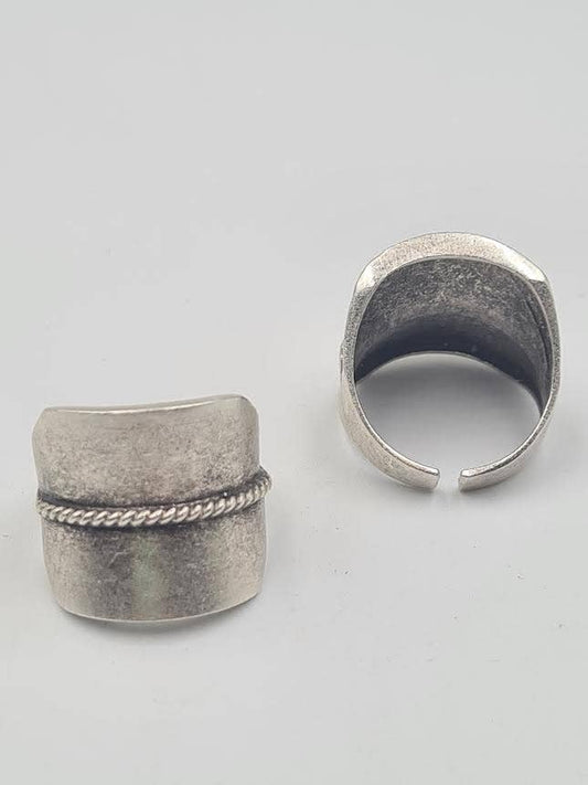 Wide band twisted edge statement Ring