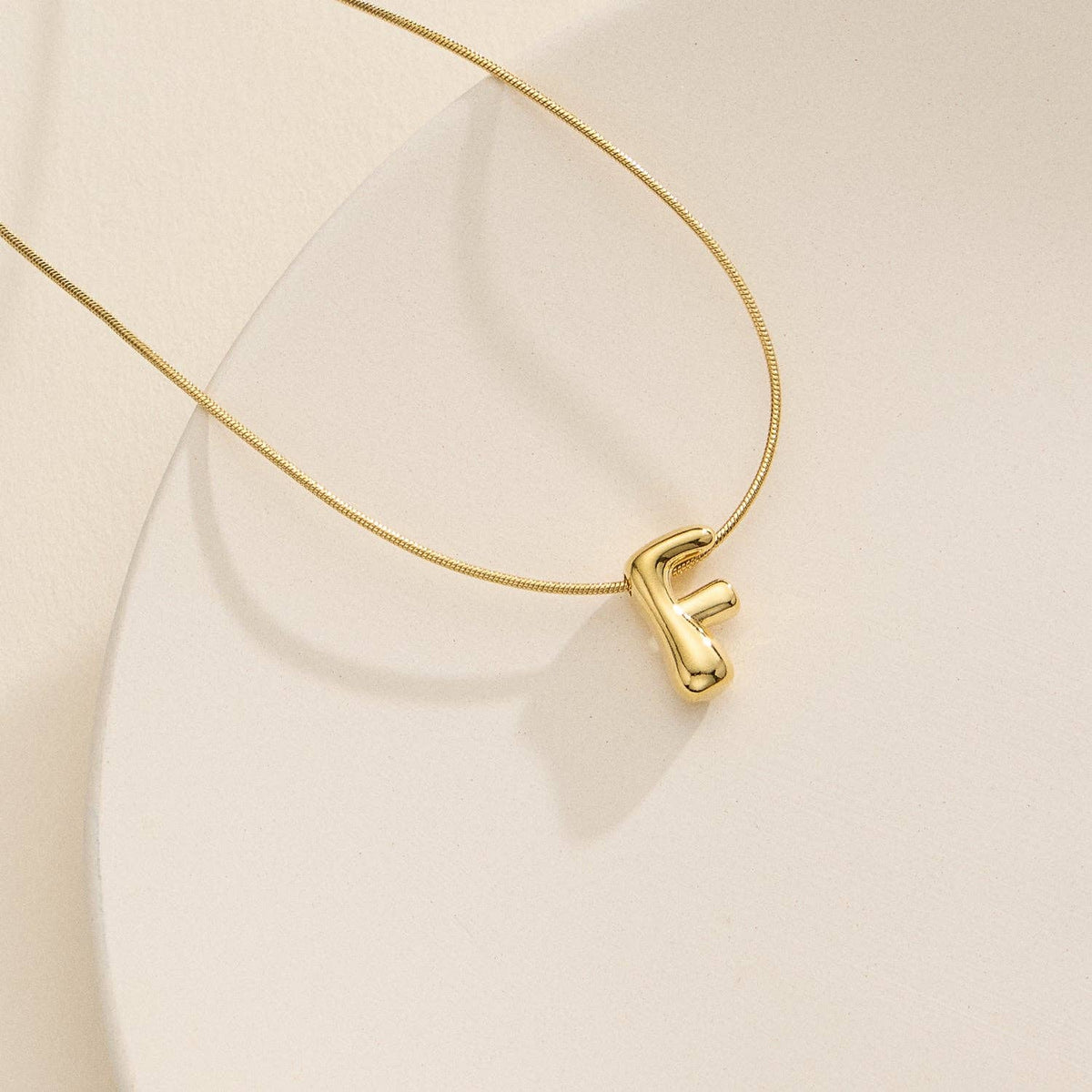 16 Assorted 18K Gold Dipped Bubble Initial Necklace: Gold / One / 5DN18102