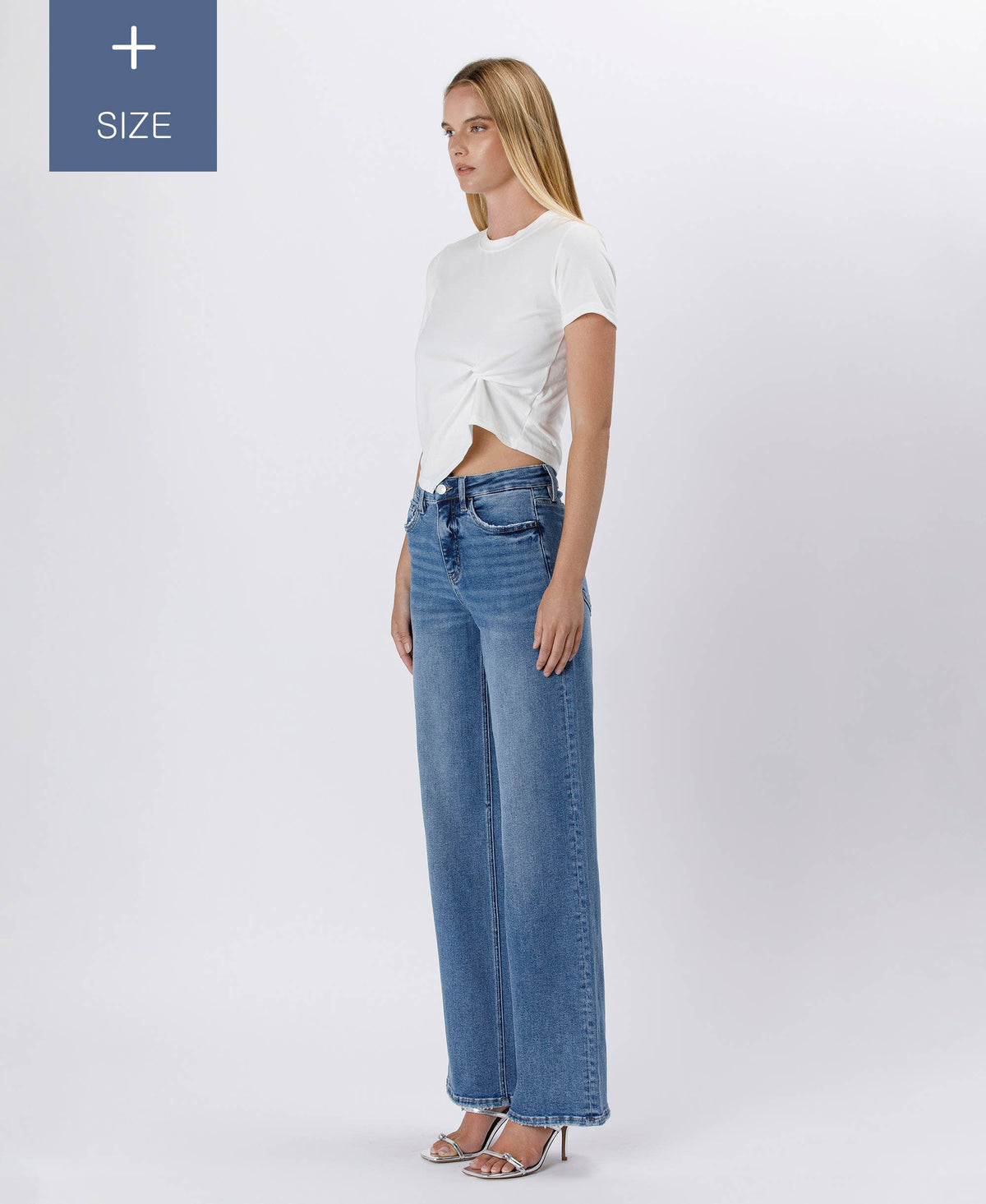 PLUS TUMMY CONTROL SUPER HIGH RISE BAGGY WIDE JEANS LV1574-P: SUPREME / 18