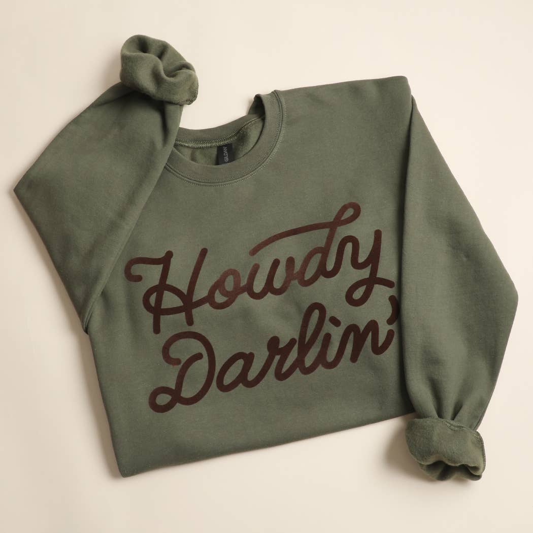 HOWDY DARLIN' Heavyweight Crewneck Sweatshirt: BLACK / XL