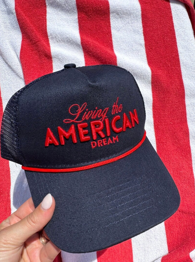 Living the American Dream - Red Vintage Trucker Hat: Red
