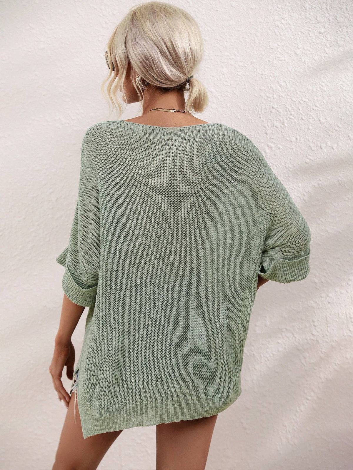 Ladies Mid Sleeves Hollow Out Daily Blouse E2290: Black / L