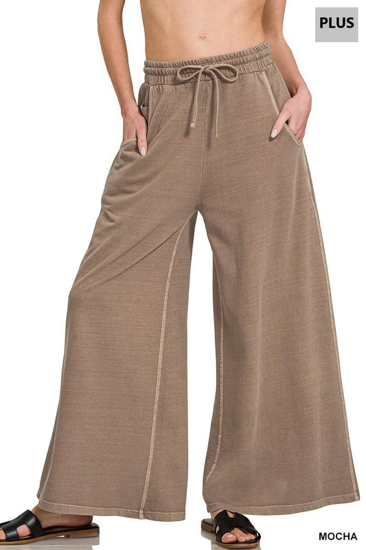 ..0112 Plus French Terry Pigment Dye & Enzyme Washed Pants SI-29343: +MOCHA-193977 / 2X