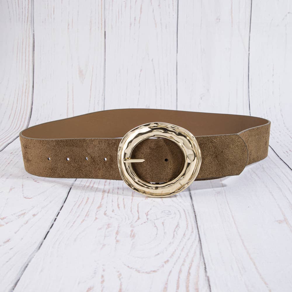 Suede Hammered Round Buckle Belt: GBK
