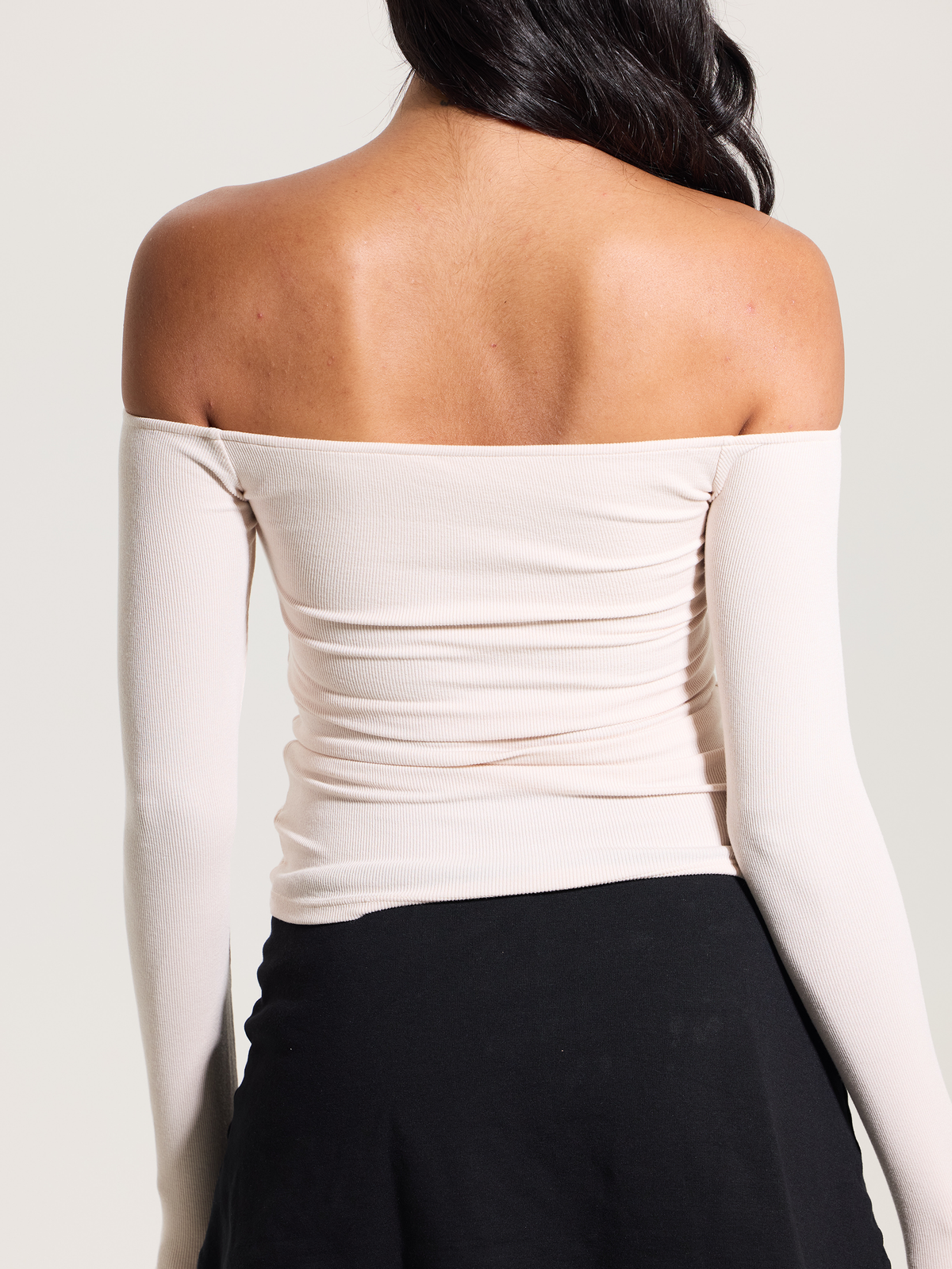 Ribbed Off The Shoulder Brami: Black / L