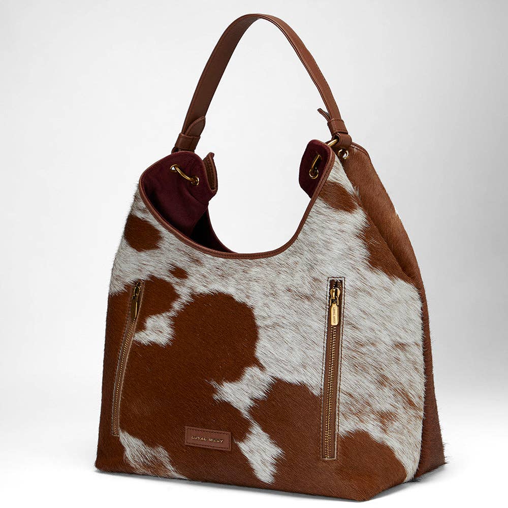 Loyal West Large Purse - In Brown & White Cowhide & Calfskin: Single