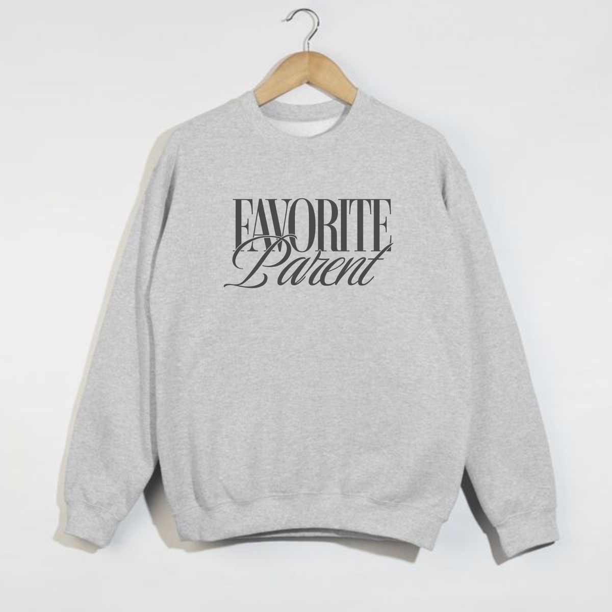 Favorite Parent Crewneck Sweatshirt – Funny Minimalist Graph: Ash Grey / 2XL