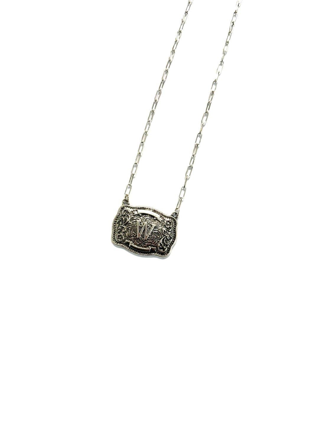 Western Belt Buckle Initial Necklace: A