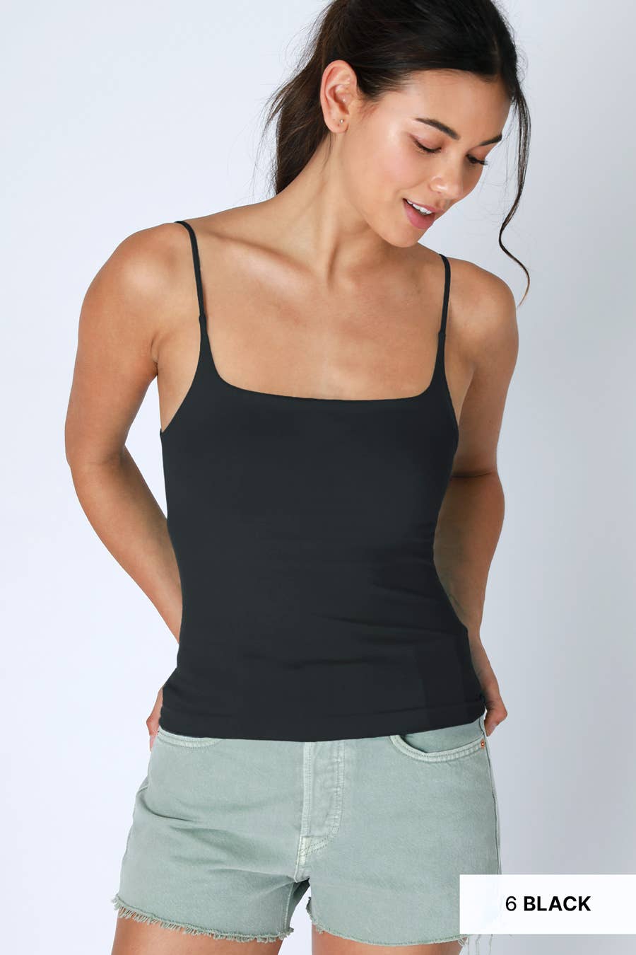 NS8372- Clean Line Square Cami: 006 Black
