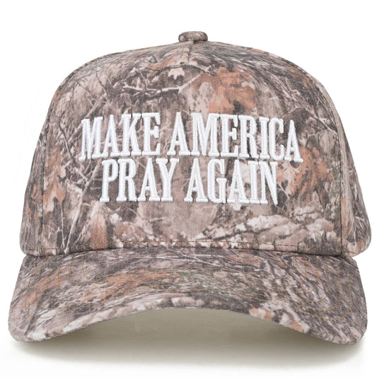 C.C MAKE AMERICA PRAY AGAIN Letter on Two Tone Trucker Hat: DKM