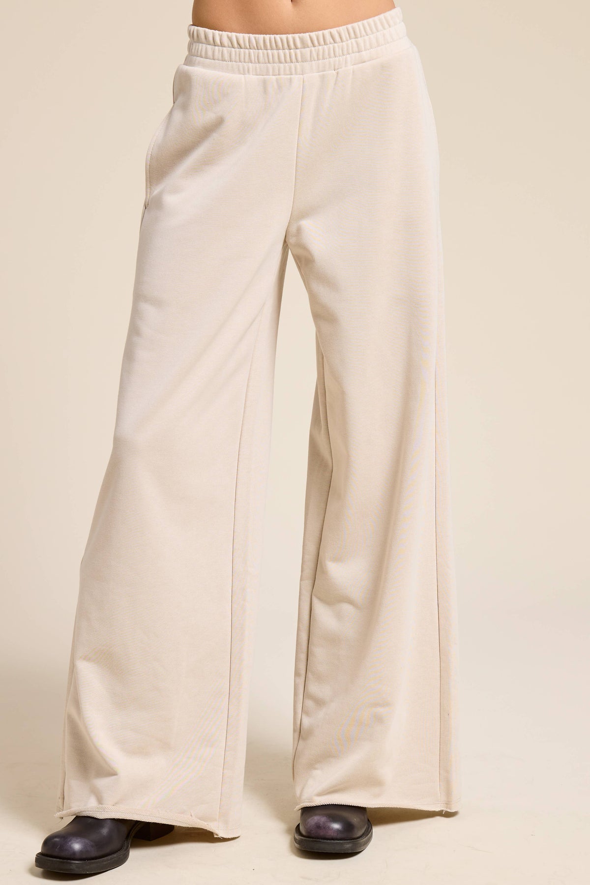 Wide Leg Cotton Jogger Sweatpants: Heather Grey / L