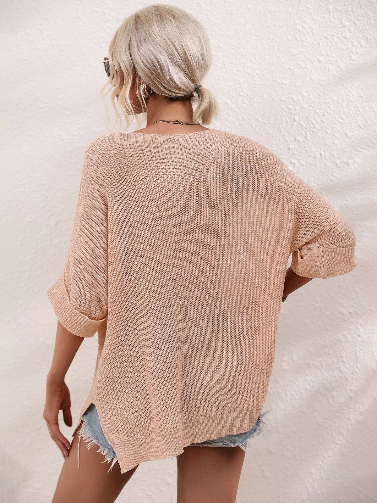 Ladies Mid Sleeves Hollow Out Daily Blouse E2290: Black / M
