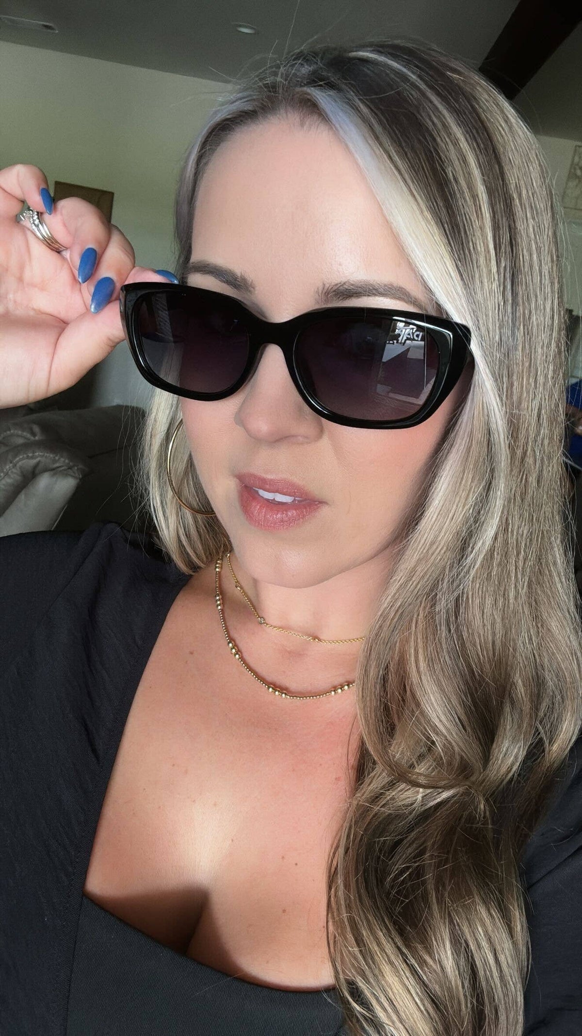 Jade - Women's Small Cat Eye Polarized Sunglasses: Black
