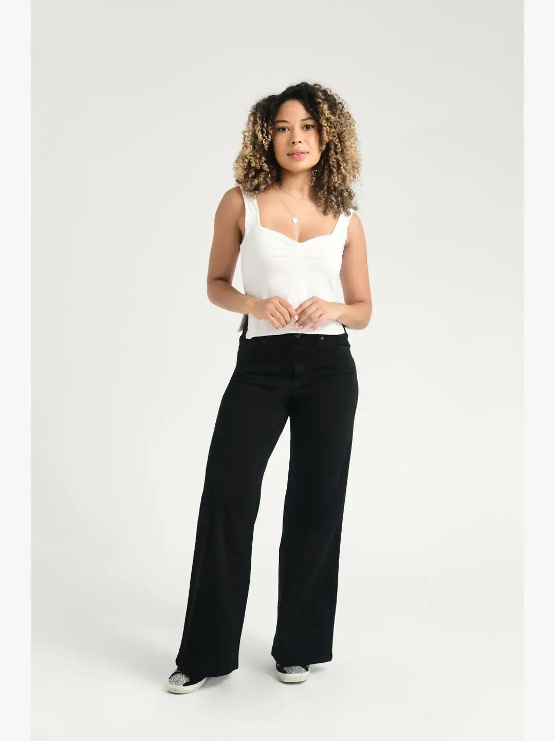 Petite 28" Better Butter Wide Leg Jeans in Black: 12P/31P