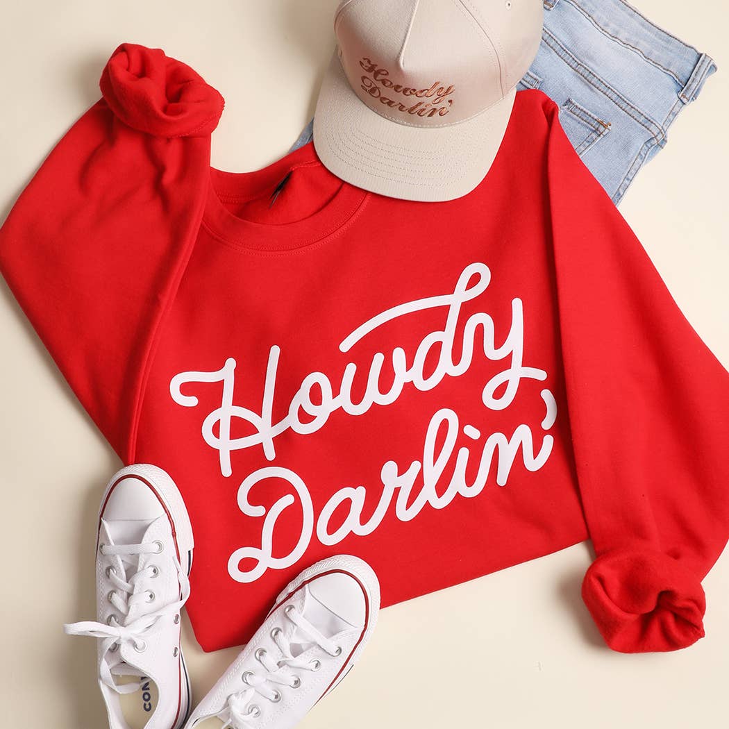HOWDY DARLIN' Heavyweight Crewneck Sweatshirt: BLACK / XL