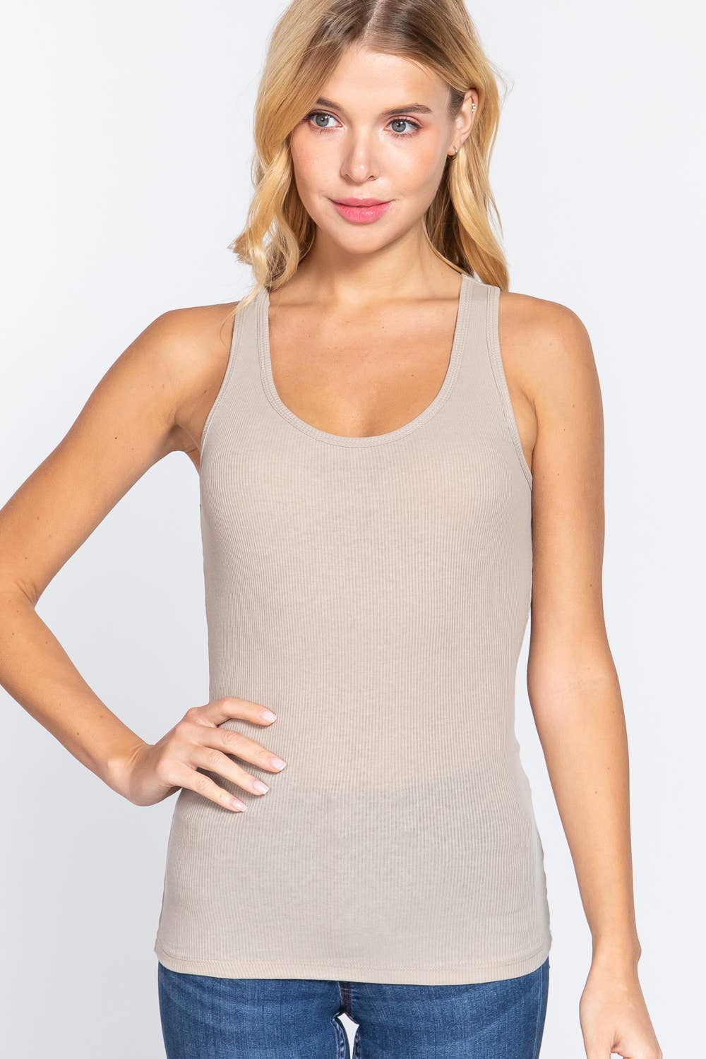 `.Racerback Rib Tank top: BLK-black-98495 / S