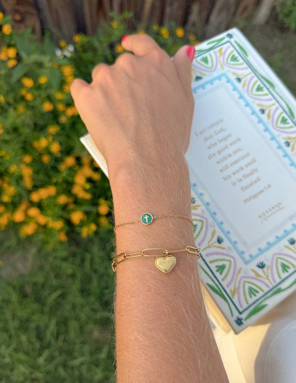 Emerald Agape Cross Link Bracelet