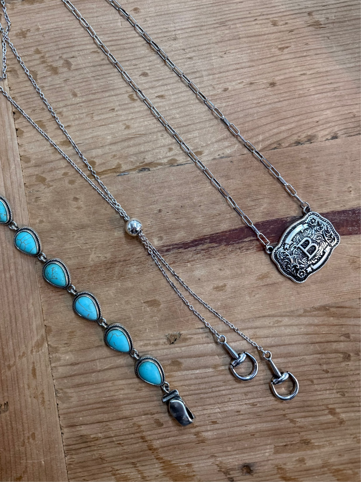Western Belt Buckle Initial Necklace