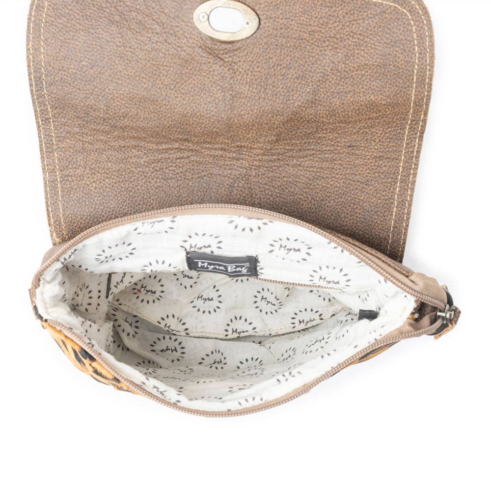 BULLSEYE LEATHER AND HAIRON BAG