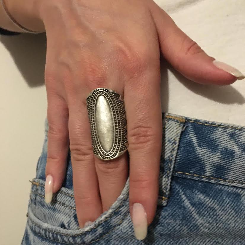 Elongated oval statement ring