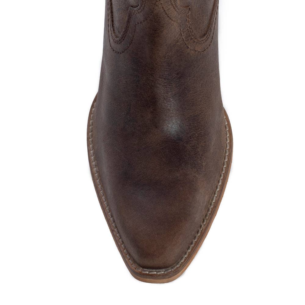 High Plains Stitched Leather Boots: Brown / 8