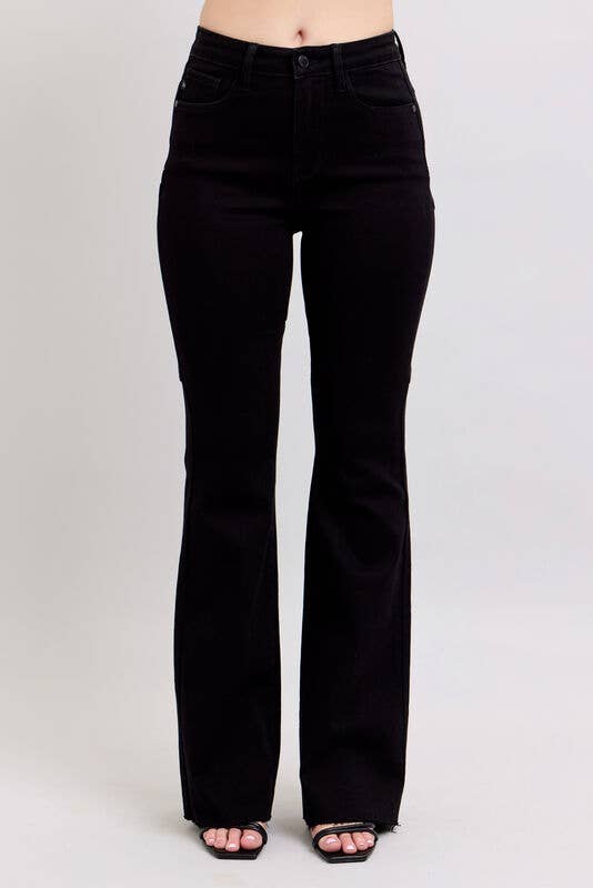 High Waisted Flare With Back Star Seam Detail: BK / 1(25)