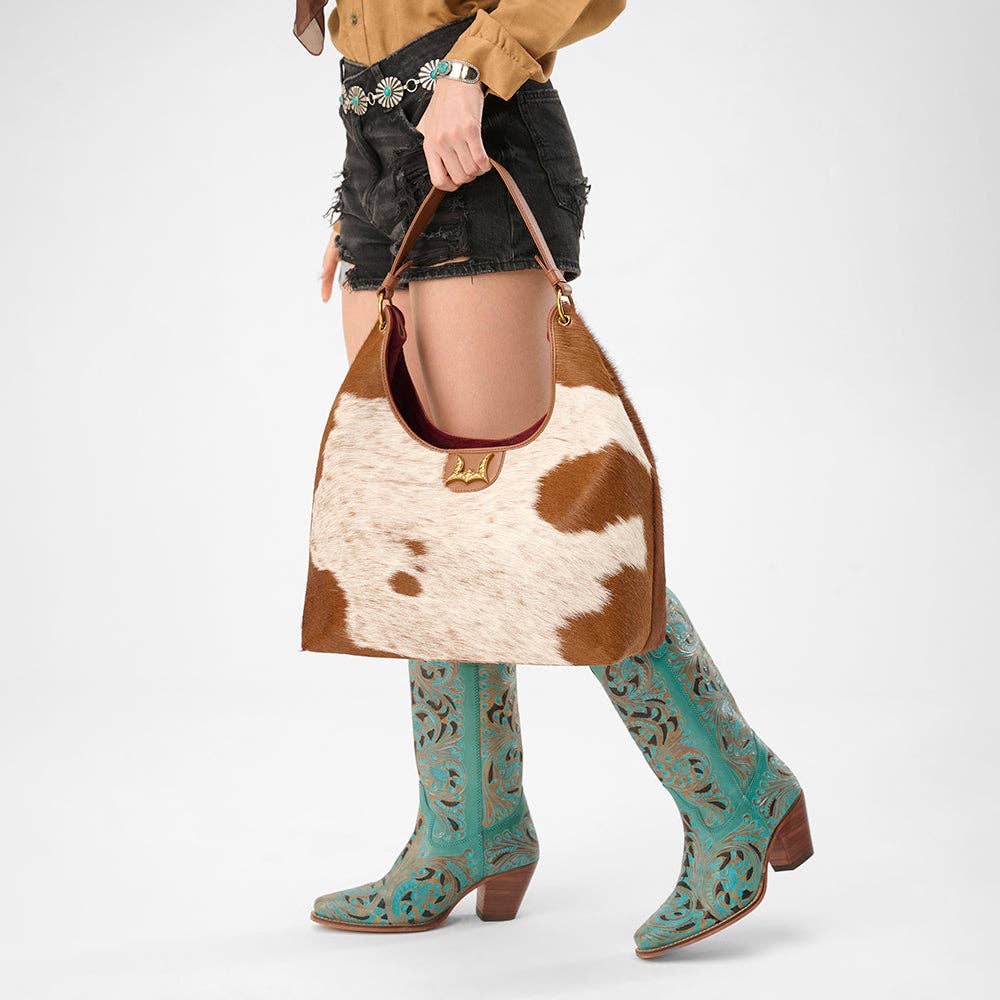 Loyal West Large Purse - In Brown & White Cowhide & Calfskin: Single