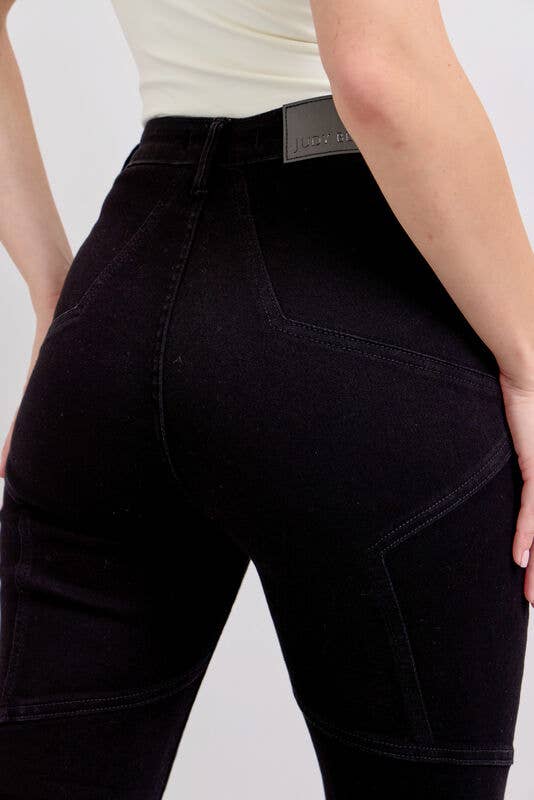 High Waisted Flare With Back Star Seam Detail: BK / 5(27)