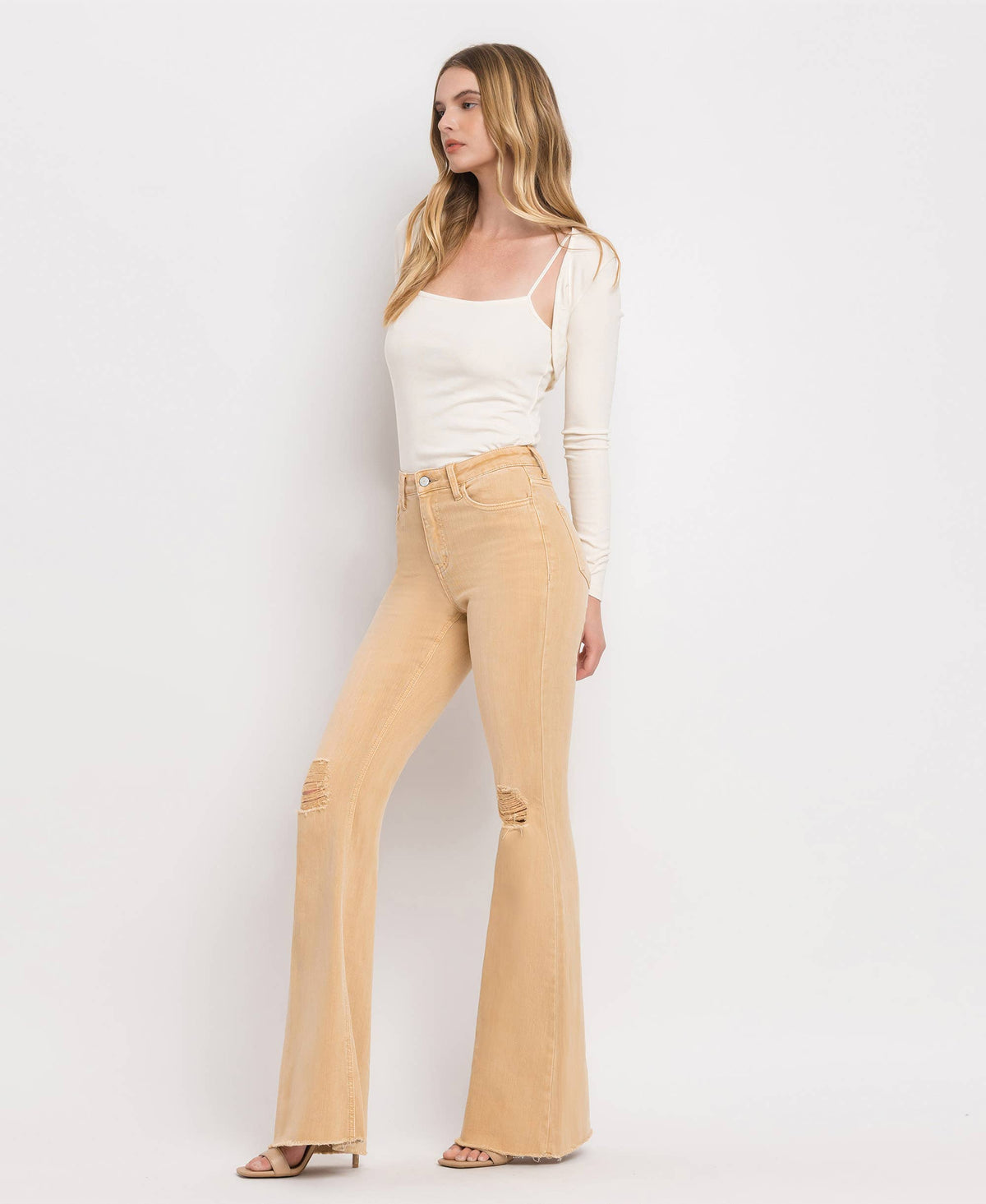 HIGH RISE SUPER FLARE JEANS V3029: DEW DROP / 27