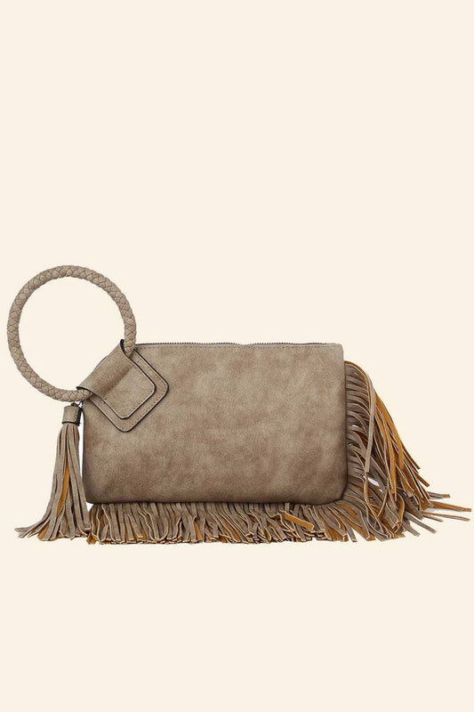 Fringe Cuff Clutch Tassel Wristlet Clutch Bag: ST