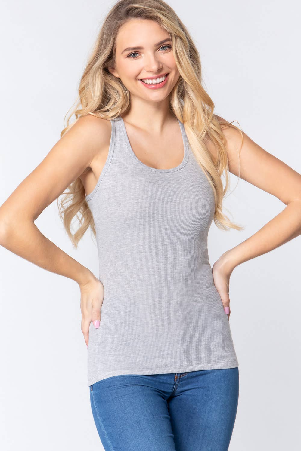 `.Racerback Rib Tank top: HGY-light h.grey-114669 / M