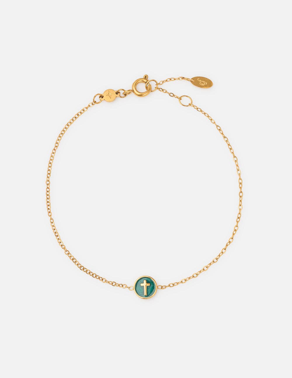 Emerald Agape Cross Link Bracelet