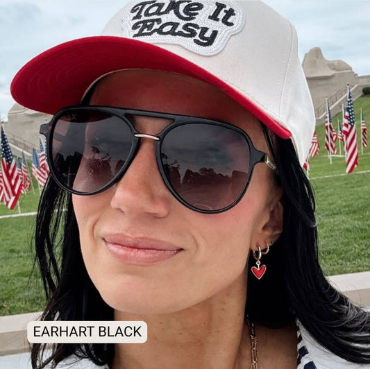 Earhart - Women’s Aviator Sunglasses–Polarized Everyday Chic: Black