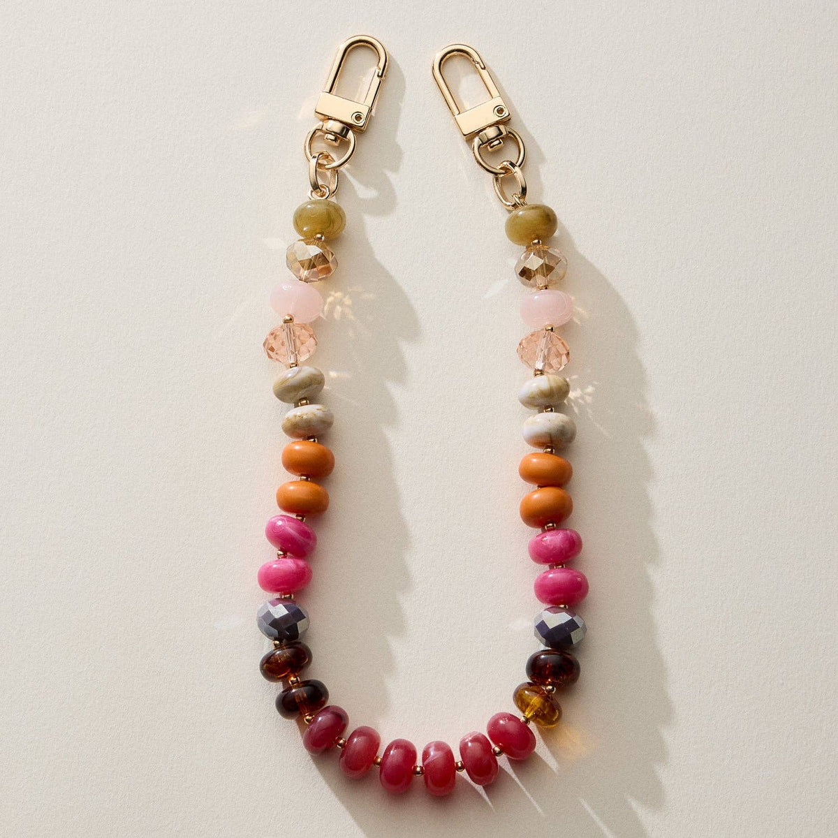 Mixed Bead Bag Keychain with Gold Clasps: BL / ONE