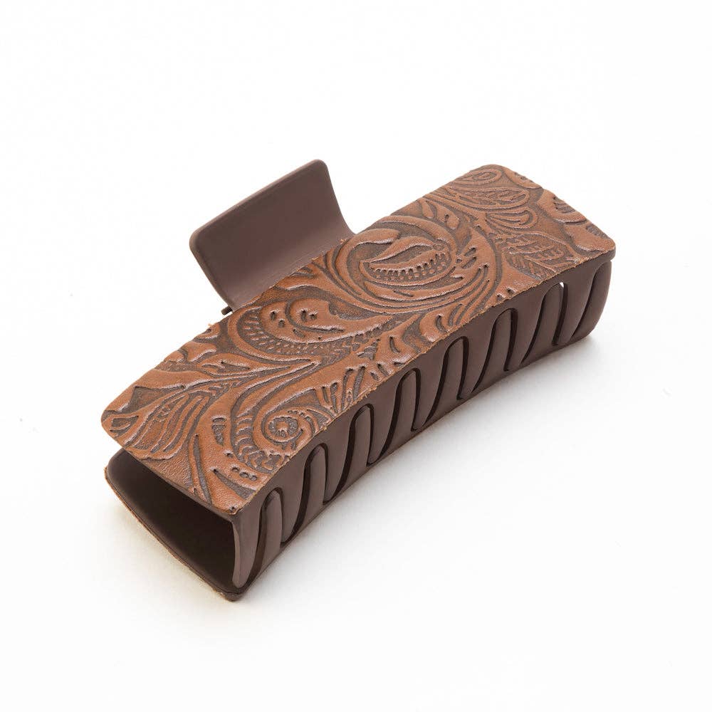 High Vista Hair Comb Clip In Dark Brown: Black-White