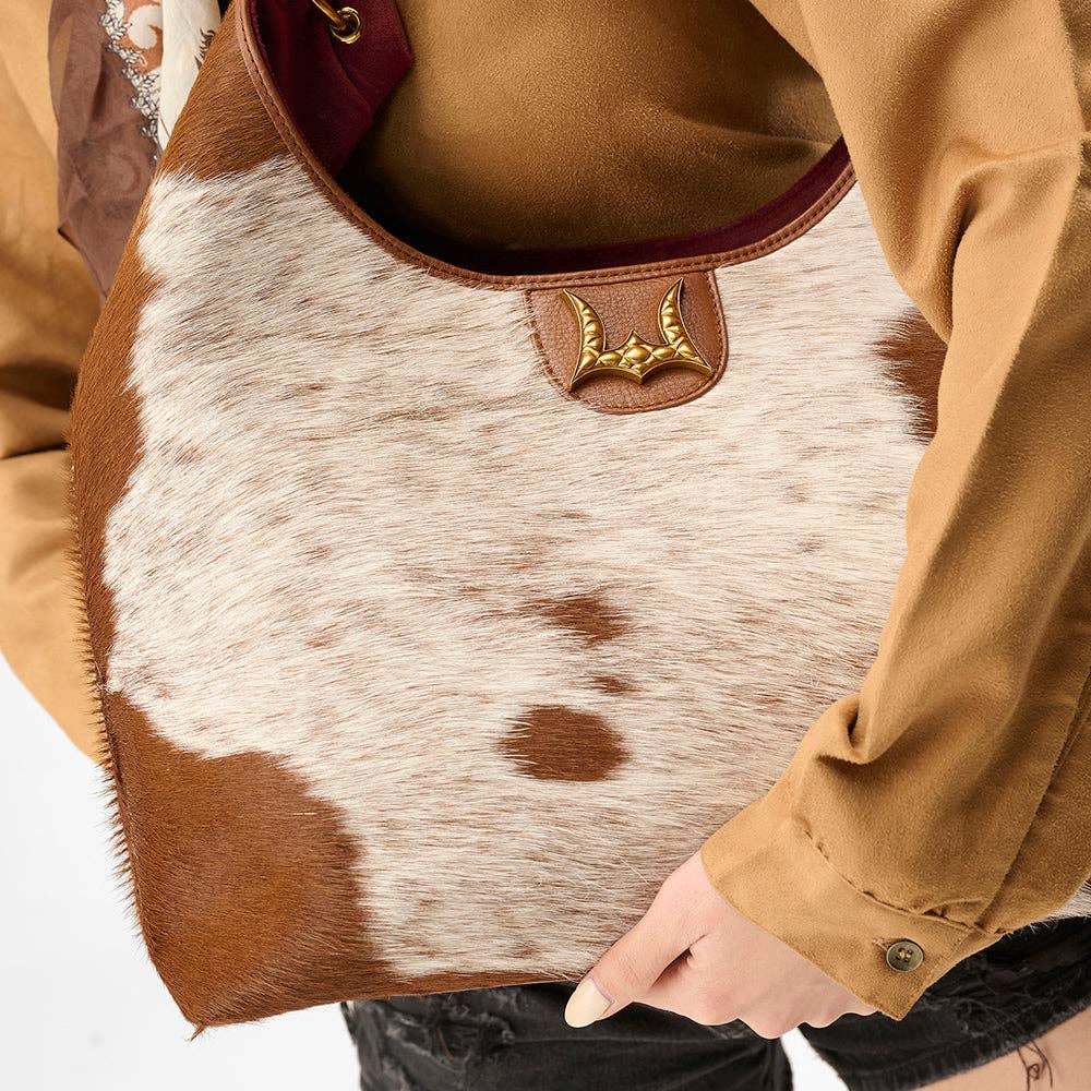 Loyal West Large Purse - In Brown & White Cowhide & Calfskin: Single