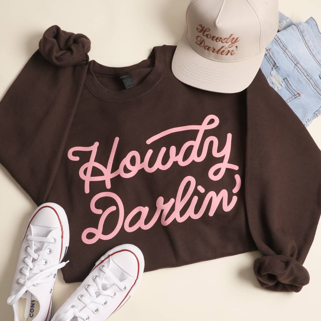 HOWDY DARLIN' Heavyweight Crewneck Sweatshirt: BLACK / L