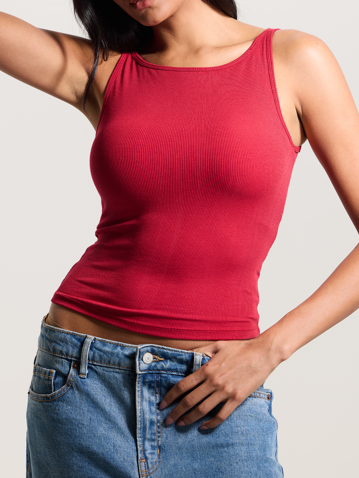 Ribbed Dainty Boat Neck Brami: Light Heather Gray / M