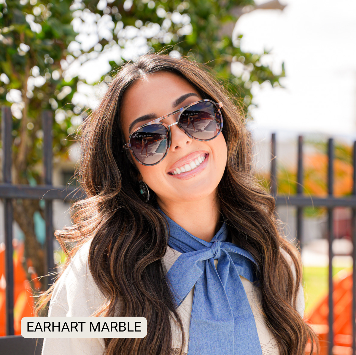 Earhart - Women’s Aviator Sunglasses–Polarized Everyday Chic: Marble