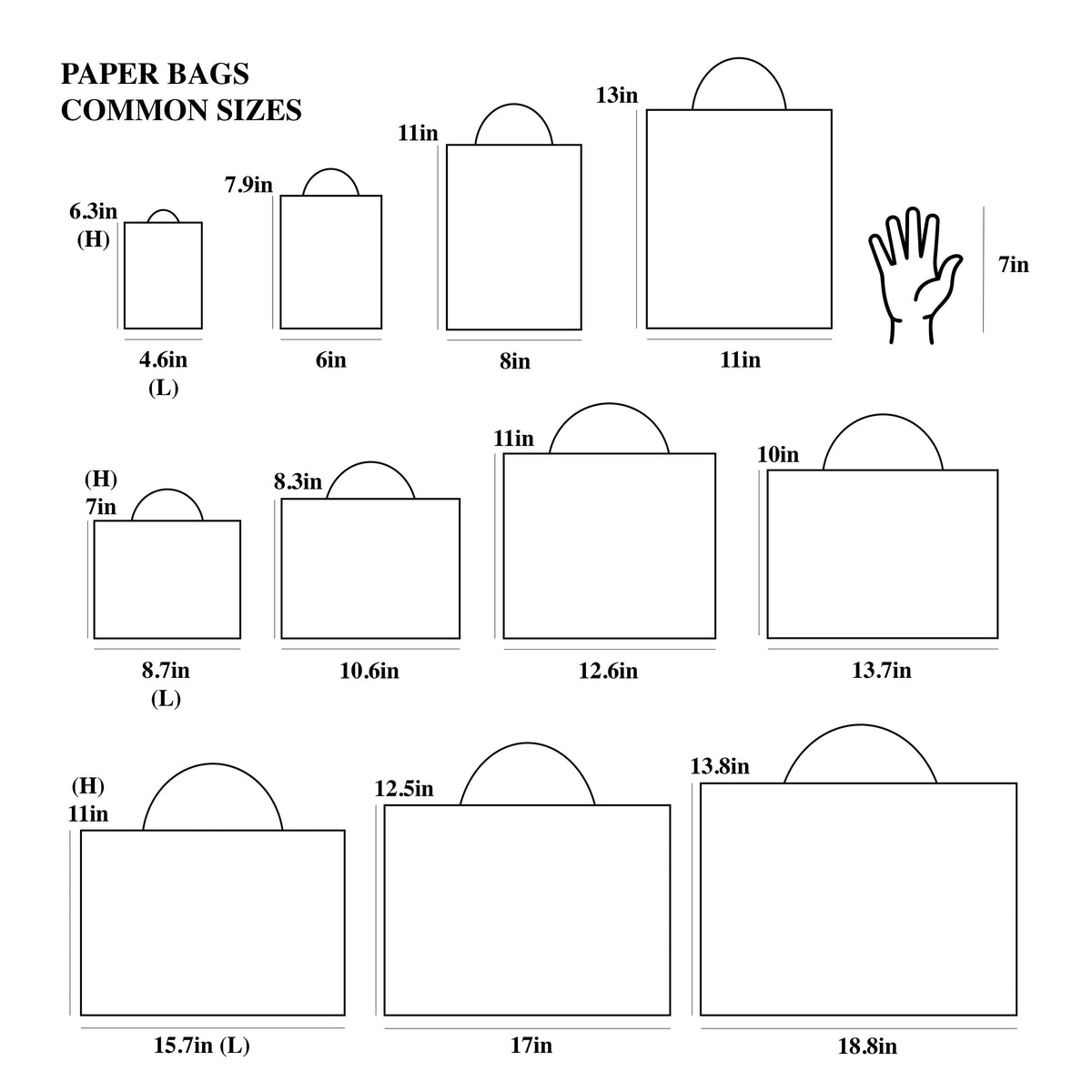 White with Black Border Paper Gift Bag w/ free tissue: H2