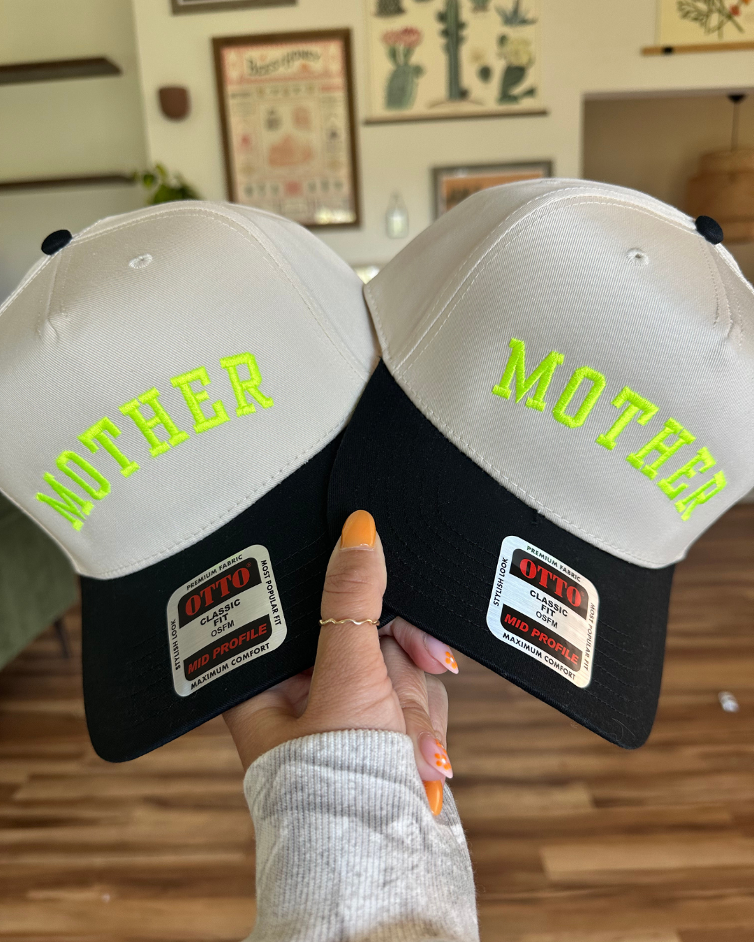 Neon Curved Mother Embroidered Hat